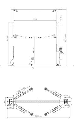 1820mm 4 Posten-Automobilaufzüge Ton Car Lifting Machine With-freien Raumes des Boden-2